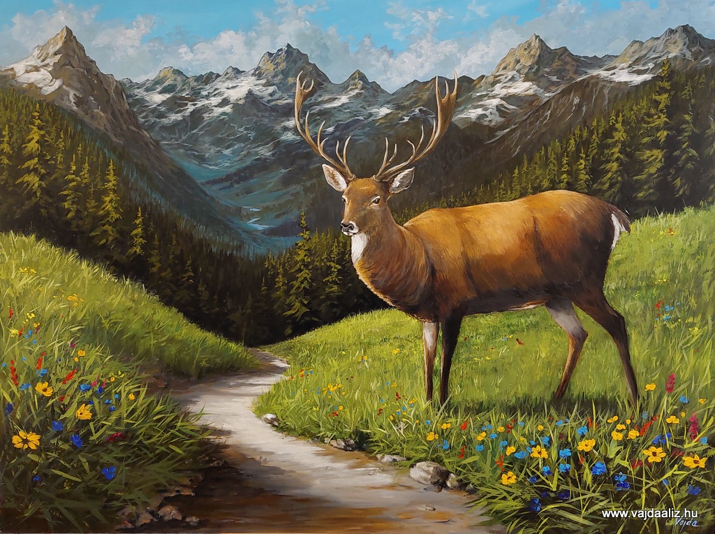 Alpesi mezőn - akril farost 60 x 80 cm - 148.000,- Ft