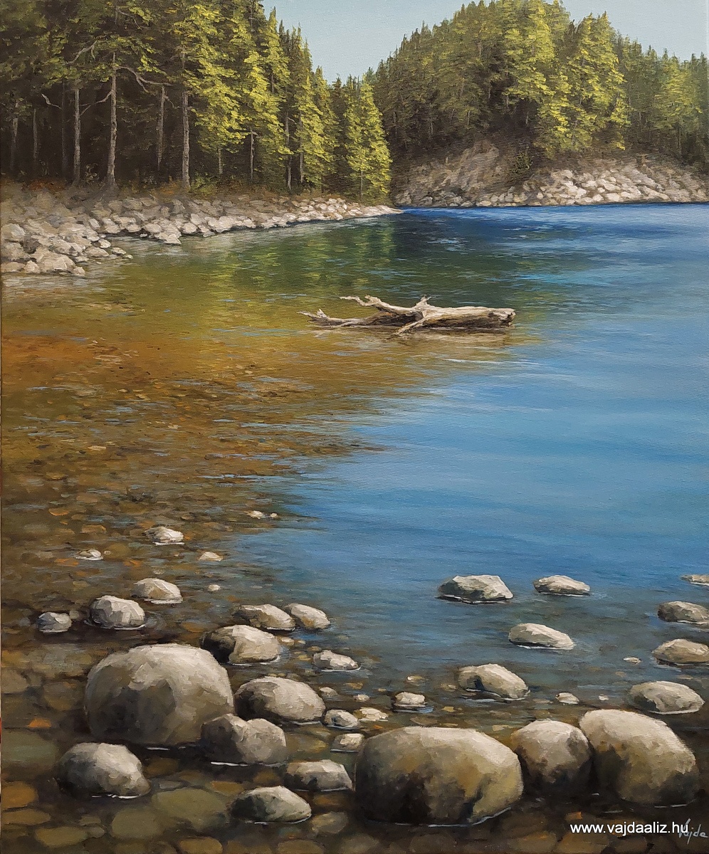 Kavicsos part - olaj vászon 50 x 60 cm - 114.000,- Ft