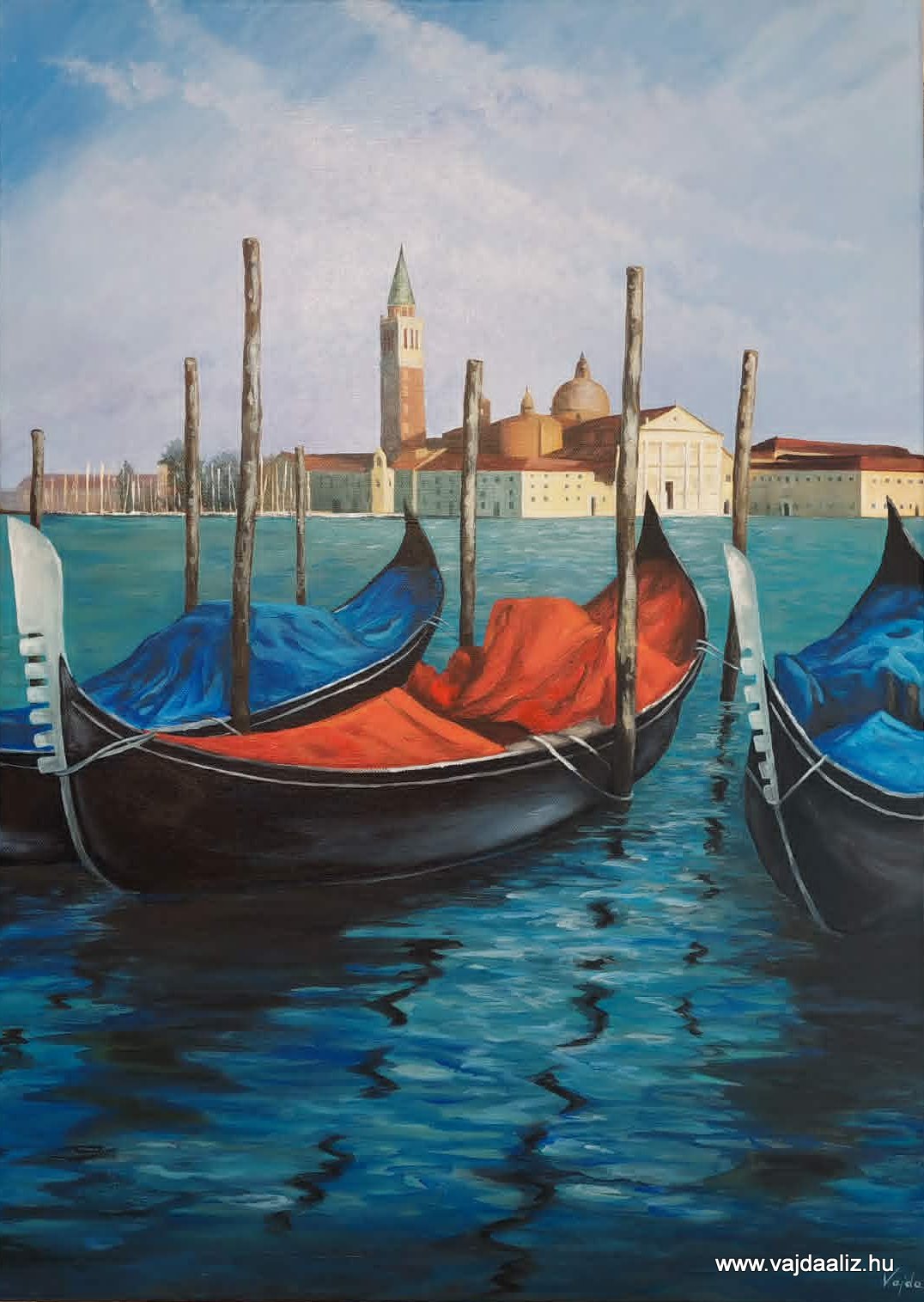 Velencei gondolák - akril 70 x 50 cm - 91.000,- Ft