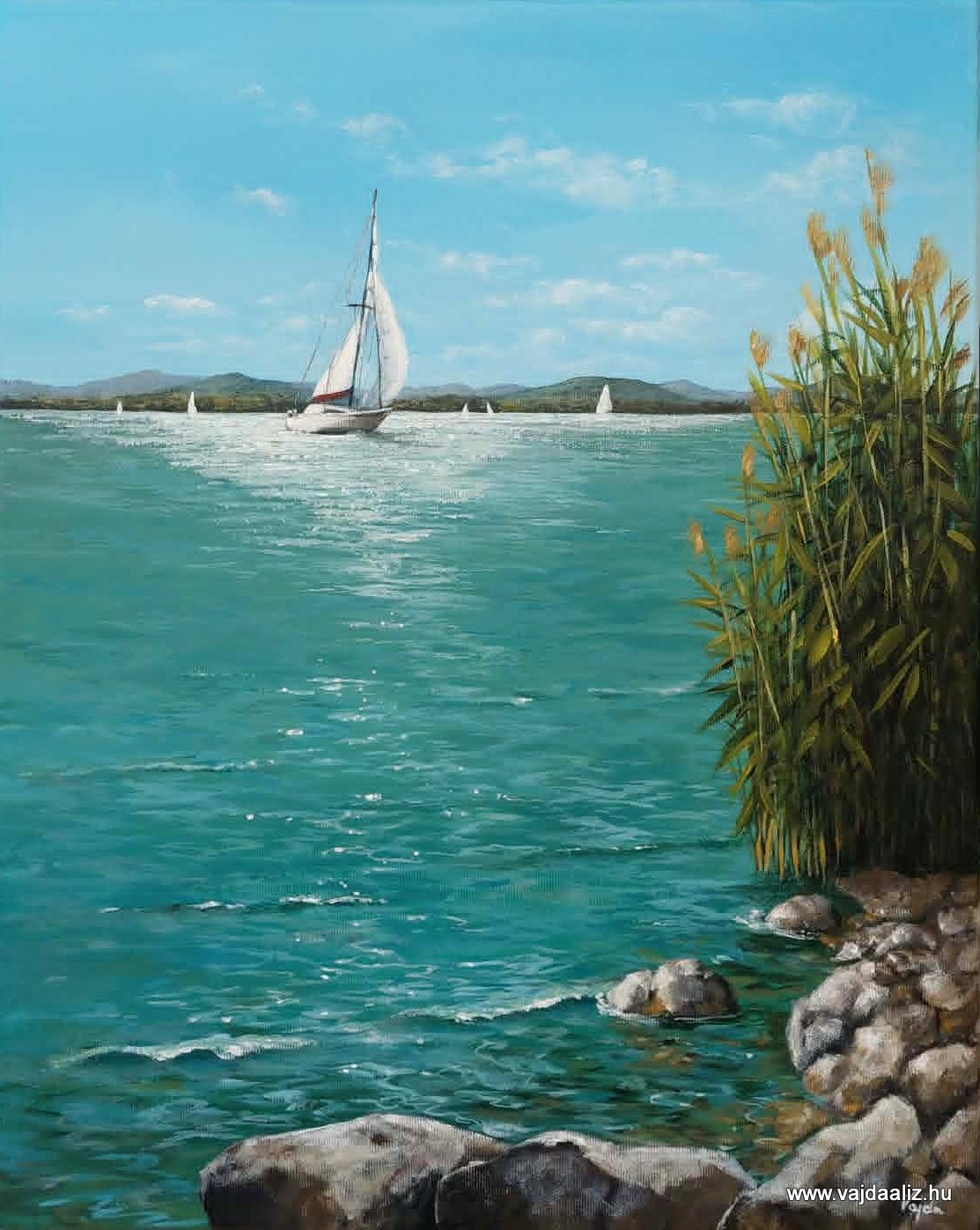 Kövek a parton - akril vászon 50 x 40 cm - 79.000,- Ft